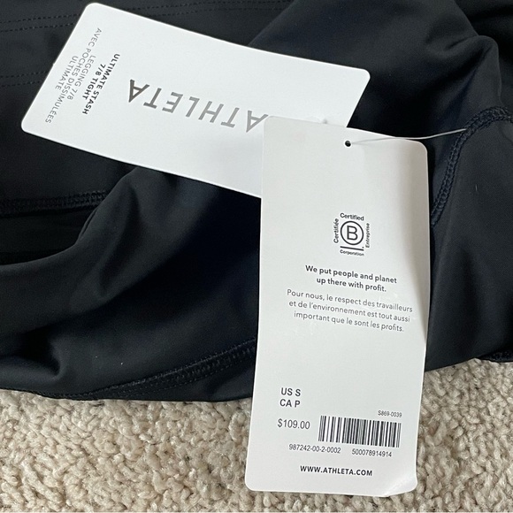 Athleta Leggings Small Ultimate Stash Pocket 7/8 Black Running Workout NEW E25 - Picture 7 of 10